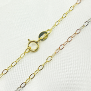 Solid Tri-Color Gold Diamond Cut Cable Link Chain